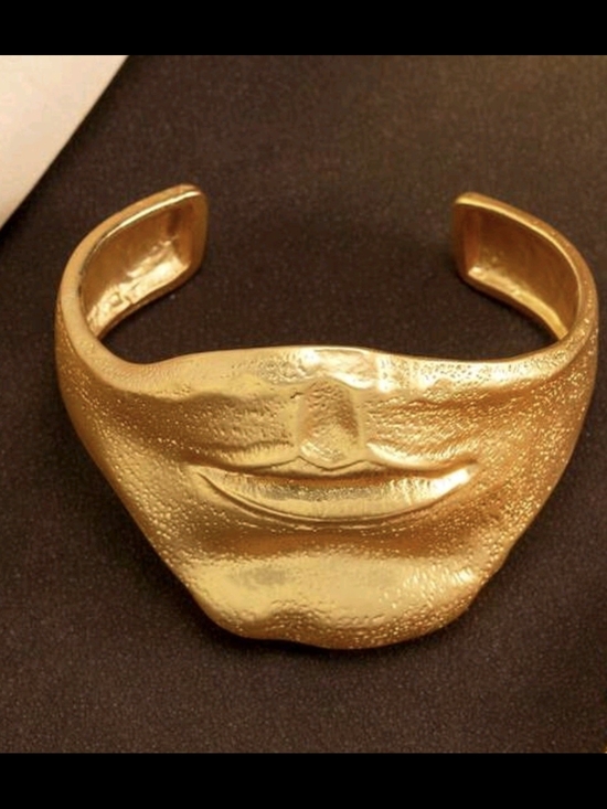 Schiaparelli Jewelry - Schiaparelli Inspired Gold Sculpted Face Cuff Bracelet